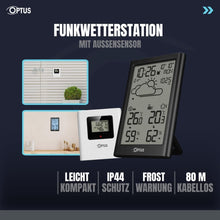 Carica l'immagine nel visualizzatore di Gallery, Optus Easy Stazione meteo con sensore esterno, orologio DCF