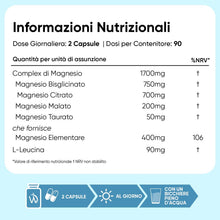 Carica l'immagine nel visualizzatore di Gallery, Magnesio Completo Vegano 490mg, 180 Capsule, Magnesium Complex 4 in 1
