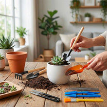 Carica l'immagine nel visualizzatore di Gallery, Kit Strumenti Giardinaggio Mini 12 Pezzi per Bonsai, Piante Grasse, Pianta in Vaso, Include Attrezzi Forbici, Rastrellin