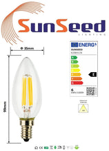 Carica l'immagine nel visualizzatore di Gallery, SUNSEED 10x Lampadina E14 Filamento LED 6W Candela C35 806 Lm Luce Calda 2700K, 60W Equivalente