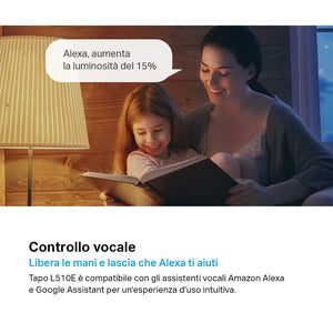 TP-Link Tapo L510E Lampadina Wi-Fi E27, Funziona con Amazon Alexa e Google Home, 806 lumen, Giallo caldo dimmerabile dall' 1% al 100%, 2700 K, Controllo da remoto, 1 pezzo