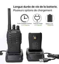 Carica l'immagine nel visualizzatore di Gallery, Baofeng - Walkie a lungo raggio ricaricabile professionale a 16 canali PMR Walkie-Walkie Radio, con auricolare, caricatore USB, batteria (1 paio)