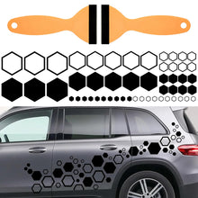Carica l'immagine nel visualizzatore di Gallery, Adesivi Auto 52 Pezzi a Nido d'Ape con 2 Raschietti Trapezoidali – Set Racing Strisce per Tuning Auto, Decorazione Carro