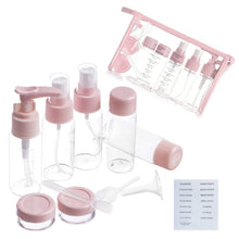 Carica l&#39;immagine nel visualizzatore di Gallery, TFSYLISA 11 Pezz Bottigliette da Viaggio Set,Kit Viaggio Aereo for Cosmetic Dispensing Contenitore Per Liquidi, Beauty Box Cosmetici per Viaggi Campeggio (rosa)