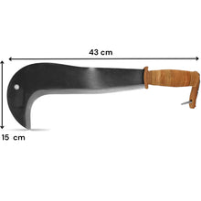 Carica l'immagine nel visualizzatore di Gallery, topolenashop Roncola Ronca con Lama 30 cm Professionale Tipo Bergamo con Manico in Cuoio Falcetto per Legna, Innesto Ram