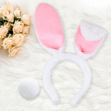 Carica l'immagine nel visualizzatore di Gallery, Accessori Coniglio Costume 2 Pezzi Orecchie e Coda da Coniglio Cerchietto con Orecchie da Coniglio Cosplay per Pasqua, F