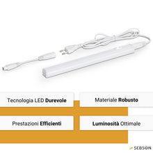 Carica l'immagine nel visualizzatore di Gallery, SEBSON Lampada LED Sottopensile Cucina 30cm con Spina e Interruttore, 5W