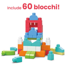Carica l'immagine nel visualizzatore di Gallery, MEGA BLOKS Grande Borsa da Set da costruzione con 60 grandi mattoncini colorati e 1 custodia, set regalo giocattolo per bambini da 1 anno in su. DCH54