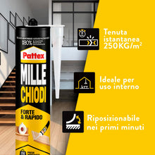 Carica l'immagine nel visualizzatore di Gallery, Pattex Millechiodi Forte &amp; Rapido, Adesivo bianco per Interni, 400 g