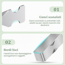 Carica l'immagine nel visualizzatore di Gallery, Alyvisun Porta Salviette da Bagno, Portasciugamani Adesivo Monoblocco con Ganci, Porta Asciugamani in Acciaio Inossidabile 304 per Bagno, Cucina e Doccia
