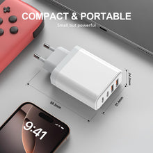 Carica l&#39;immagine nel visualizzatore di Gallery, Caricatore USB C Alimentatore - 45W Presa Rapido Replacement for iPhone 16 15 14 13 12 11 Pro Max Plus Mini SE 2020 XS XR,Pad,4-Port USB C Spina Caricabatterie Carica Batterie USBC Cellulare