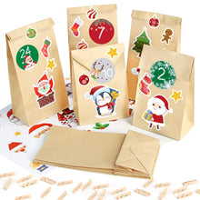 Carica l&#39;immagine nel visualizzatore di Gallery, Calendario dell&#39;Avvento, 25 Sacchetti di Carta Kraft con Adesivi Numerici, Calendario dell&#39;Avvento Fai da Te, Avvento Calendario Avvento da Riempire, Calendario di Natale per Bambino