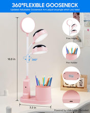 Carica l'immagine nel visualizzatore di Gallery, Lampada da Scrivania a LED per Bambini,Lampada da Tavolo con Portapenne e Proiezione di Stelle,3 Modalità di Luminosità 