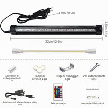 Carica l'immagine nel visualizzatore di Gallery, 2 Pezzi Luci LED RGB 10W,RGB LED Lightbar Interruttore e 1.8M Cavo,16 Milioni di Colori,48 LEDs,Regolabile Lampada Ambie