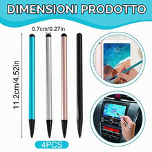Carica l'immagine nel visualizzatore di Gallery, 4 penne stilo per touch screen universali con punta fine per cellulare/iPad, Samsung, Android, tablet e altri touchscree