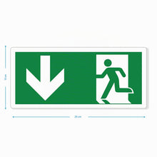 Carica l'immagine nel visualizzatore di Gallery, pubblimania Uscita di Emergenza Adesivo PVC Resistente per Esterno e Interno (Cm29x13) (Freccia Basso)
