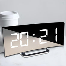 Carica l'immagine nel visualizzatore di Gallery, Retoo Allarme digitale con numeri luminosi, specchio camera da letto, sveglia a specchio con indicatore di temperatura, orologio da tavolo, comodino, soggiorno