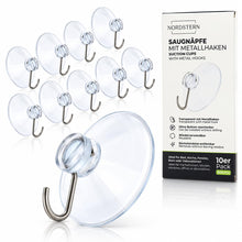 Carica l'immagine nel visualizzatore di Gallery, Nordstern Set di 10 ventose con ganci - Trasparente - Per finestra, bagno e cucina - Ideale per la decorazione della fin