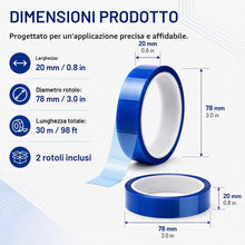 Carica l'immagine nel visualizzatore di Gallery, Nastro Alta Temperatura Kapton 2 Rotoli, 20mm x 30m Adesione Forte