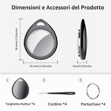 Carica l'immagine nel visualizzatore di Gallery, QCOQ Tracker Tag 4 Pezzi, Nero | Smart Tracker Funziona con Apple Dov'è App (solo iOS), Batteria Sostituibile Bluetooth 