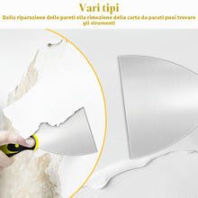 Carica l'immagine nel visualizzatore di Gallery, Set di 8 spatole in acciaio inox con manico in plastica, Raschietti per Pareti, Spatola per Stucco, Cazzuola per Murator