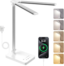 Carica l'immagine nel visualizzatore di Gallery, Lampada da Scrivania LED,Lampada da Tavolo Con Touch Control protezione degli occhi Pieghevole, Timer e modalità di lettura，5 colori e 10 Livelli di Luminosità per Ufficio, Cameretta Nero