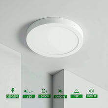 Carica l'immagine nel visualizzatore di Gallery, Pannello da superficie LED circolare da 20 W, plafoniera rotonda per soffitto e parete, luce bianca fredda
