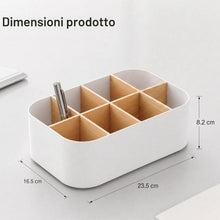Carica l'immagine nel visualizzatore di Gallery, Romon Portapenne Scrivania Bianco, 8 Scomparti Bambù Divisori Rimovibili