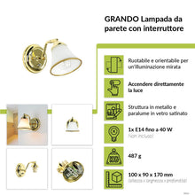 Carica l'immagine nel visualizzatore di Gallery, Applique con interruttore per bagno, luce a specchio, art nouveau, orientabile, lampada da bagno, oro, basso abbagliamen