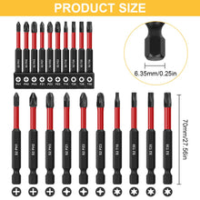 Carica l'immagine nel visualizzatore di Gallery, Flintronic 10 Pezzi Inserti per Avvitatore, Punte per Cacciavite Magnetico PZ/PH, Cacciavite Magnetiche Impulsi 1/4'', T