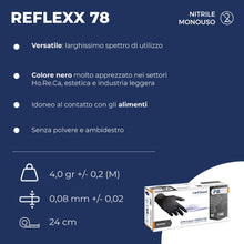 Carica l'immagine nel visualizzatore di Gallery, Reflexx R78, Guanti in Nitrile Neri senza Polvere Gr 4, 100 Pezzi, Nero taglia L