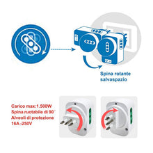 Carica l'immagine nel visualizzatore di Gallery, EXTRASTAR Adattatore Multipresa Tripla,con protezione sovraccarico ed interruttore,Adattatori da Schuko a Spina Piccola 