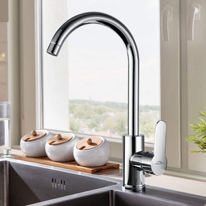 Auralum Rubinetto da cucina elegante miscelatore lavello cucina beccuccio alto girevole a 360° rubinetto lavello montabile ad acqua calda e fredda