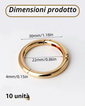 Carica l'immagine nel visualizzatore di Gallery, 10 Pezzi Moschettone Rotondo 30mm Rotondi Dorati a Scatto con Anello a Molla Fibbia in Lega di Zinco Portachiavi Ganci p
