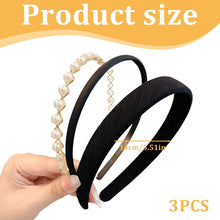 Carica l&#39;immagine nel visualizzatore di Gallery, DLPRK 3 pezzi cerchietti, cerchietto capelli donna, solido, semplice, per ragazze, larghi, medi e sottili, alla moda, per donne e ragazze (nero, bianco)