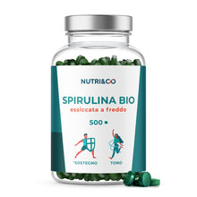 Carica l&#39;immagine nel visualizzatore di Gallery, Spirulina Biologica | 500 Compresse Bio da 500 mg Pure Senza Eccipienti | 15 a 19% di Ficocianina | Polvere Essiccata e Compressa a Freddo | Analizzata e Confezionata in Francia da Nutri&amp;Co