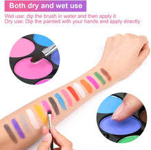 Carica l'immagine nel visualizzatore di Gallery, URAQT Body Painting, 15 Colori Face Painting, Pittura Corpo con 32 Stampini e 2 Pennelli, Coloranti Naturale e Sicuro, Feste, Trucco Make-up, Halloween