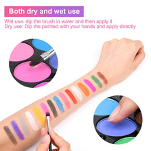 Carica l'immagine nel visualizzatore di Gallery, URAQT Body Painting, 15 Colori Face Painting, Pittura Corpo con 32 Stampini e 2 Pennelli, Coloranti Naturale e Sicuro, F