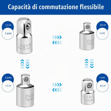 Carica l'immagine nel visualizzatore di Gallery, 4 Pezzi Set Adattatori, Chiavi a Bussola, 1/4" A 3/8", 3/8" a 1/4", 3/8" a 1/2", 1/2" a 3/8", In Acciaio al Cromo-Vanadi