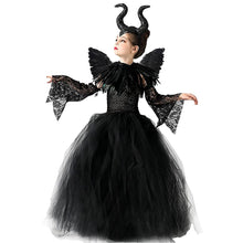 Carica l&#39;immagine nel visualizzatore di Gallery, Malefica Costume da Regina per bambine, Strega Cattiva Halloween, Abiti Tutu Principessa, Gonna Tulle Festa a Tema, Vestito Carnevale, Natale, Cosplay (XL 135-155 cm)