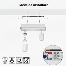 Carica l'immagine nel visualizzatore di Gallery, LVWIT Faretti Orientabili da Soffitto 2 Luce Moderna, Faretti da Parete Interno GU10 Bianco-Rettangoli, Faretti LED Soff