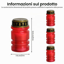 Carica l'immagine nel visualizzatore di Gallery, Candele funerali a LED rosse, 4 pezzi, IP44, impermeabili, per esterni, con effetto tremolante, a batteria, per cimitero