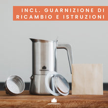 Carica l'immagine nel visualizzatore di Gallery, Groenenberg Moka induzione 4 Tazze (200 ml) | Caffettiera induzione (Acciaio Inox) | Moka con Guarnizione di ricambio &amp; istruzioni