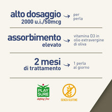 Carica l'immagine nel visualizzatore di Gallery, LongLife® Vitamin D 2000 | Vitamina D3 naturale in olio EVO | Alto dosaggio | Difese immunitarie, salute di ossa e denti