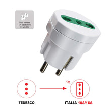 Carica l'immagine nel visualizzatore di Gallery, EXTRASTAR Confezione da 4 Adattatori presa italiana (10/16A) spina schuko per i viaggi in Germania, Spagna, Portogallo, 