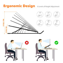 Carica l'immagine nel visualizzatore di Gallery, GRIFEMA GB1054B Supporto PC Portatile, Alluminio, Antiscivolo, Regolabile a 6 Angolazioni, Laptop Stand Compatibile con Laptop da 10-17,3 Pollici e Tablet - Nero