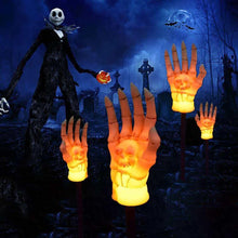 Carica l'immagine nel visualizzatore di Gallery, LED solare alimentato bianco osso fantasma mano terra montato luce, Halloween all'aperto atmosfera lampada decorativa, C