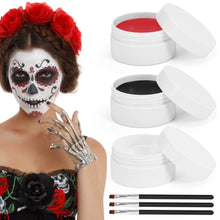 Carica l'immagine nel visualizzatore di Gallery, Trucchi Halloween, 150g Trucco Bianca Nero Rosso, Pittura per Viso e Corpo, Joker Vampiro Cosplay Scheletro Trucco Effet
