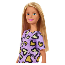 Carica l&#39;immagine nel visualizzatore di Gallery, Barbie Bambola Bionda con Abito Viola con Cuoricini Gialli, Giocattolo per Bambini 3+ Anni, GHW45