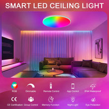Carica l'immagine nel visualizzatore di Gallery, Plafoniera LED Soffitto, Colore RGB Plafoniere, Regolabile 2700K-6500K Dimmerabile, 24W 2400LM Luce Intelligente Compati
